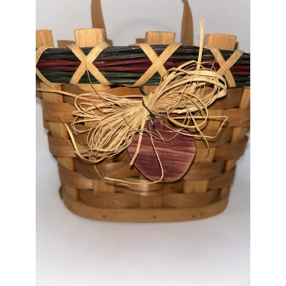 Vintage Handwoven Split Wood Basket w/ Handle Hanging Grandmacore Cottage Core